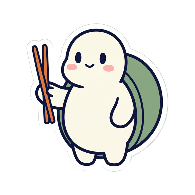 Shelly, the Fridge Chef mascot — a happy fat turtle holding chopsticks