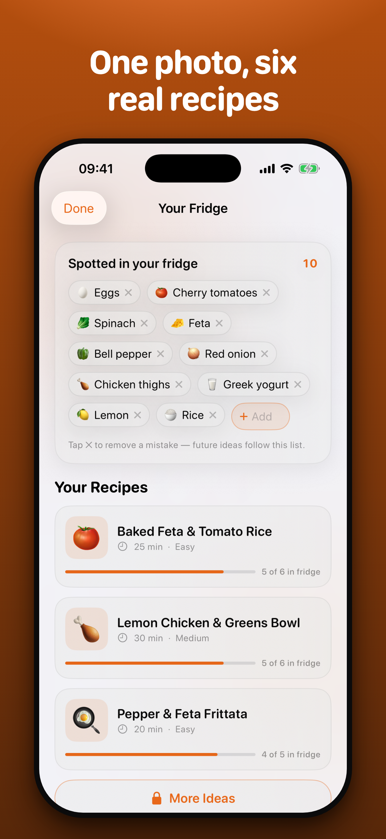 Fridge Chef recipe results ranked by your ingredients
